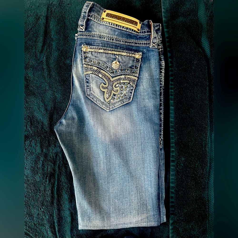 Rock Revival Andrea Easy Straight, Stretch, distressed Jeans size 29.